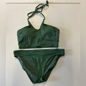 AERIE Green Bikini Small Top Medium Bottoms